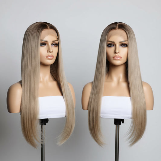 Perruque Lace Front Péruvienne Lisse 5x5 – Closure Transparente, Bicolore P18/613 | LIXTAIRE LIXTAIRESHOP