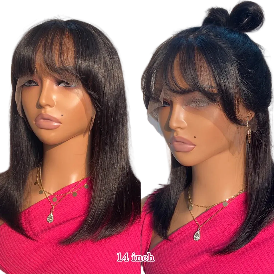 Bob Lace Front Wig — Straight Brazilian Remy Human Hair with Bangs | LIXTAIRE