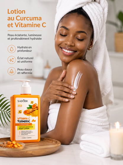 Lotion Curcuma & Vitamine C 300ml – Éclaircissante & Hydratante