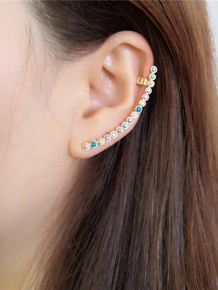Boucles d'Oreilles Clip Pastel Arc-en-ciel | Bijoux Vintage Dorés | LIXTAIRE