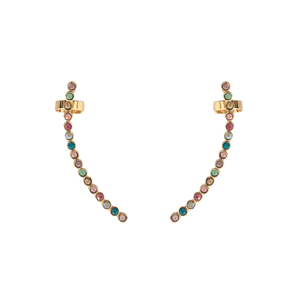 Boucles d'Oreilles Clip Pastel Arc-en-ciel | Bijoux Vintage Dorés | LIXTAIRE