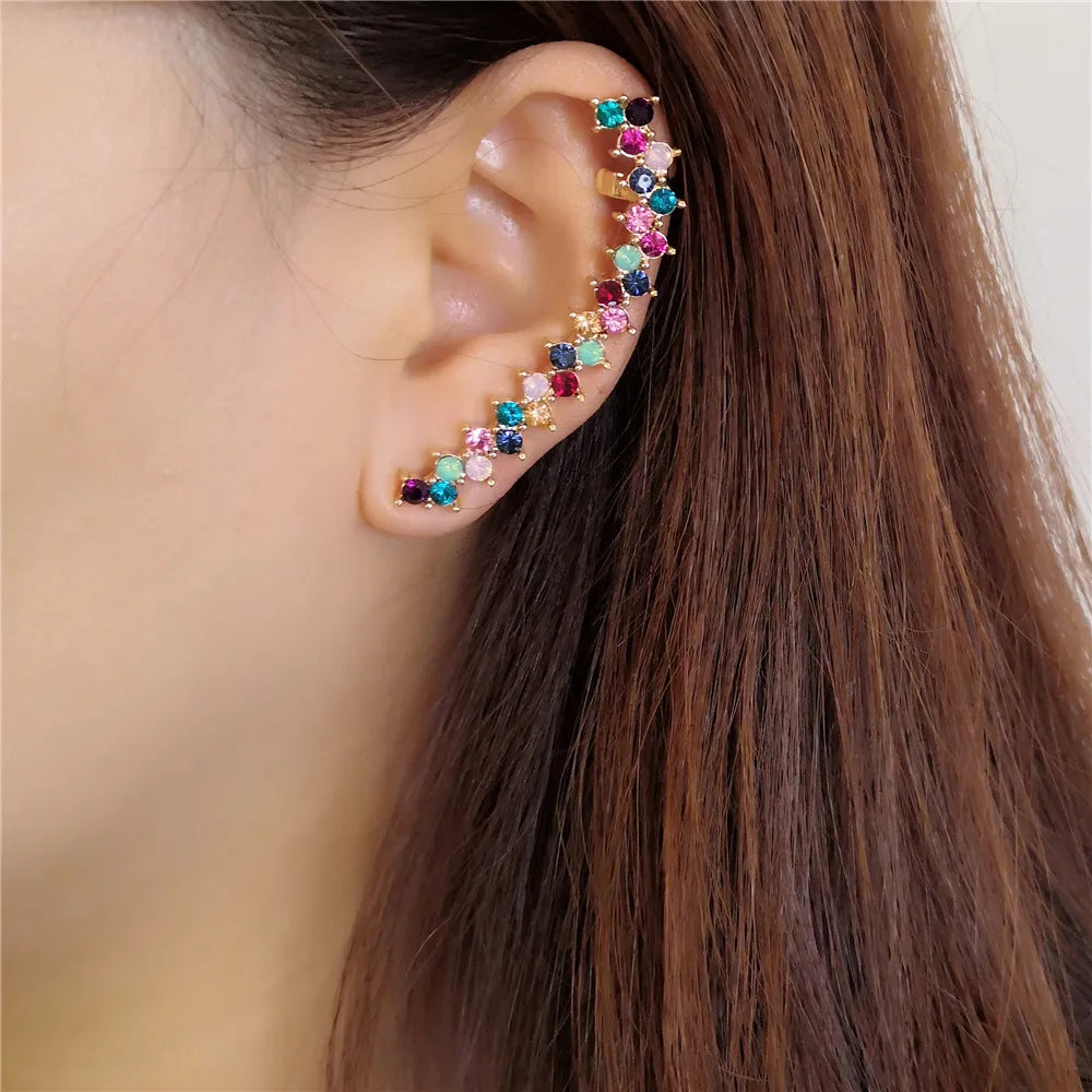 Boucles d'Oreilles Clip Pastel Arc-en-ciel | Bijoux Vintage Dorés | LIXTAIRE
