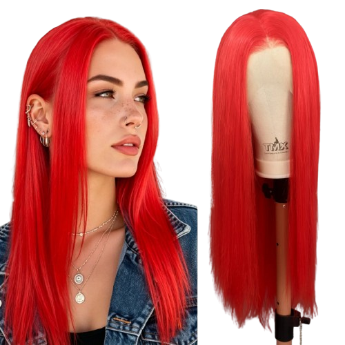 Perruque Lace Front Rouge Synthétique — Pré-épilée, Lisse & Naturelle | LIXTAIRE LIXTAIRESHOP