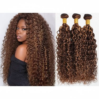Jerry Curly Human Hair Bundles, Kinky Curly, Honey Blonde, Brazilian, 100% Virgin