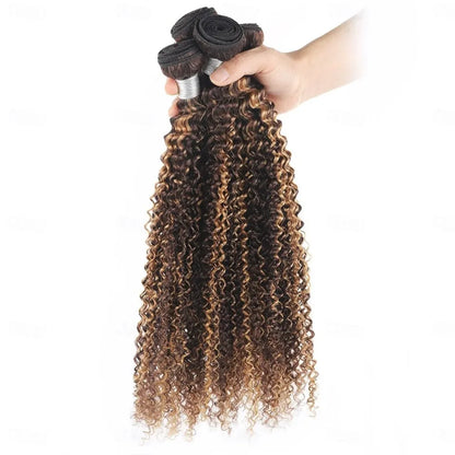 Jerry Curly Human Hair Bundles, Kinky Curly, Honey Blonde, Brazilian, 100% Virgin