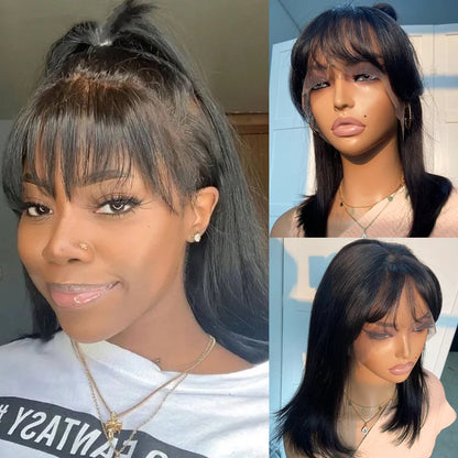 Perruque Bob Lace Front — Cheveux Remy Brésiliens Lisses avec Frange | LIXTAIRE LIXTAIRESHOP