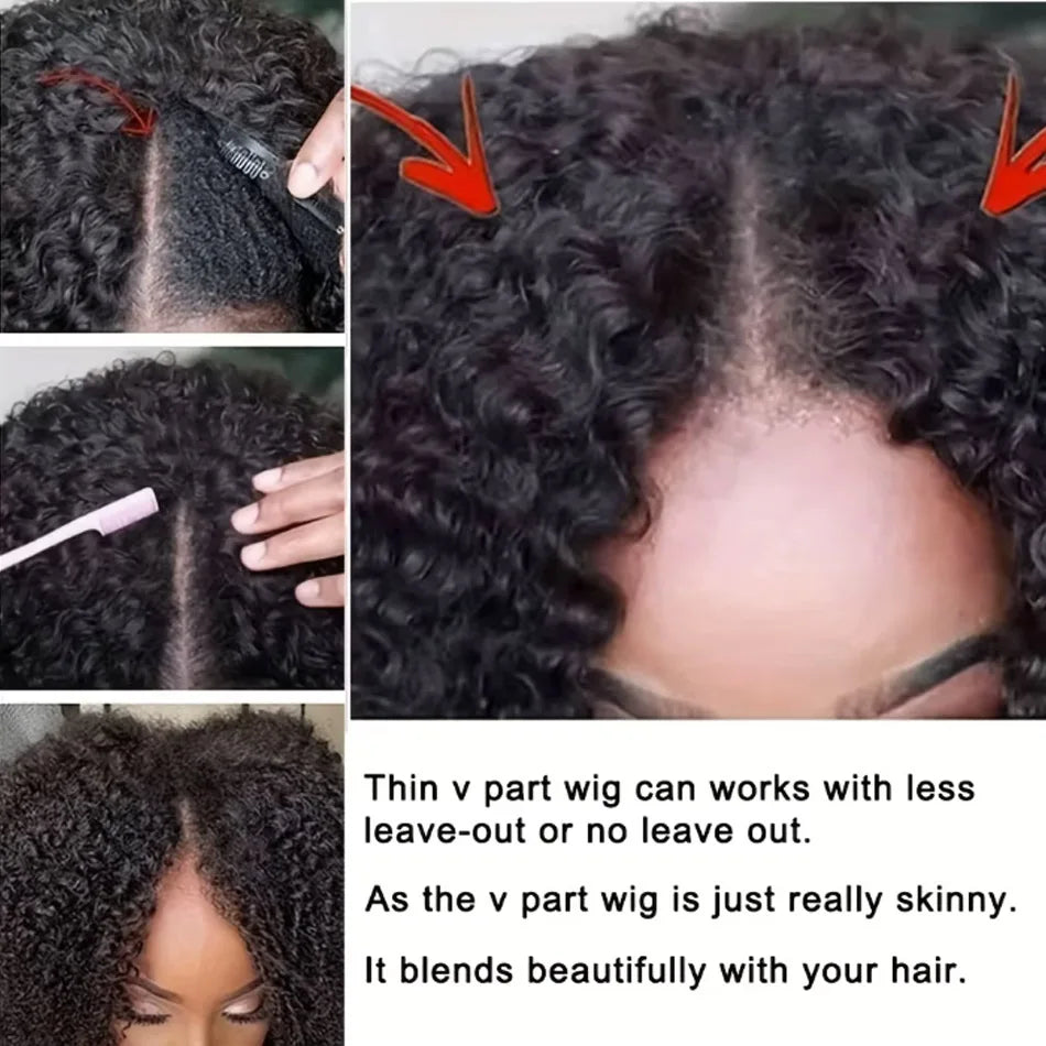 Perruque 100% Cheveux Humains Brésiliens – U/V Part, Bouclée, Sans Colle | Densité 250% | 8 à 32 pouces