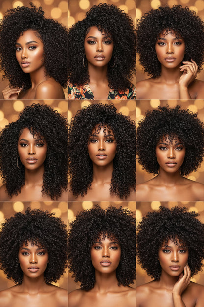 Natural Mongolian Kinky Curly Remy Human Hair Weave, Natural Color, Hair Extension, 1/3/4 Pcs