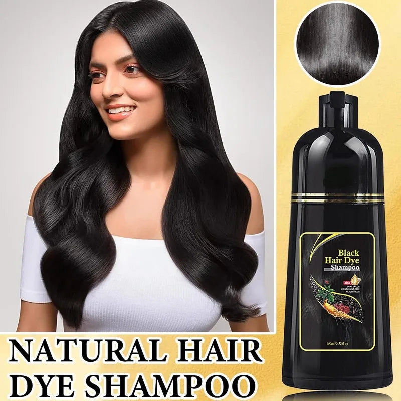 Shampooing Colorant Noir 3-en-1 | Plantes Naturelles | Cache Cheveux Blancs | Lot de 2