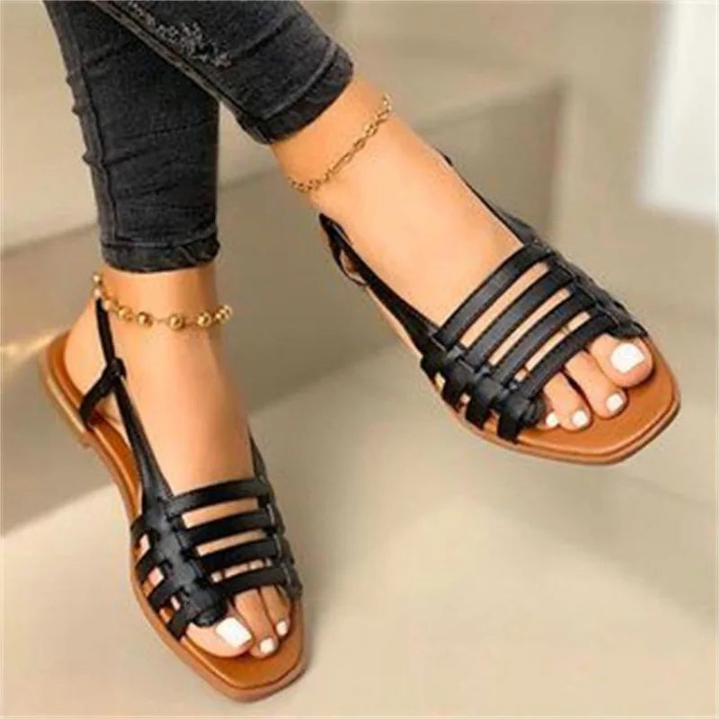 Sandales Romaines Femme Grande Taille 35-43 | Chaussures Plates Été | LIXTAIRE