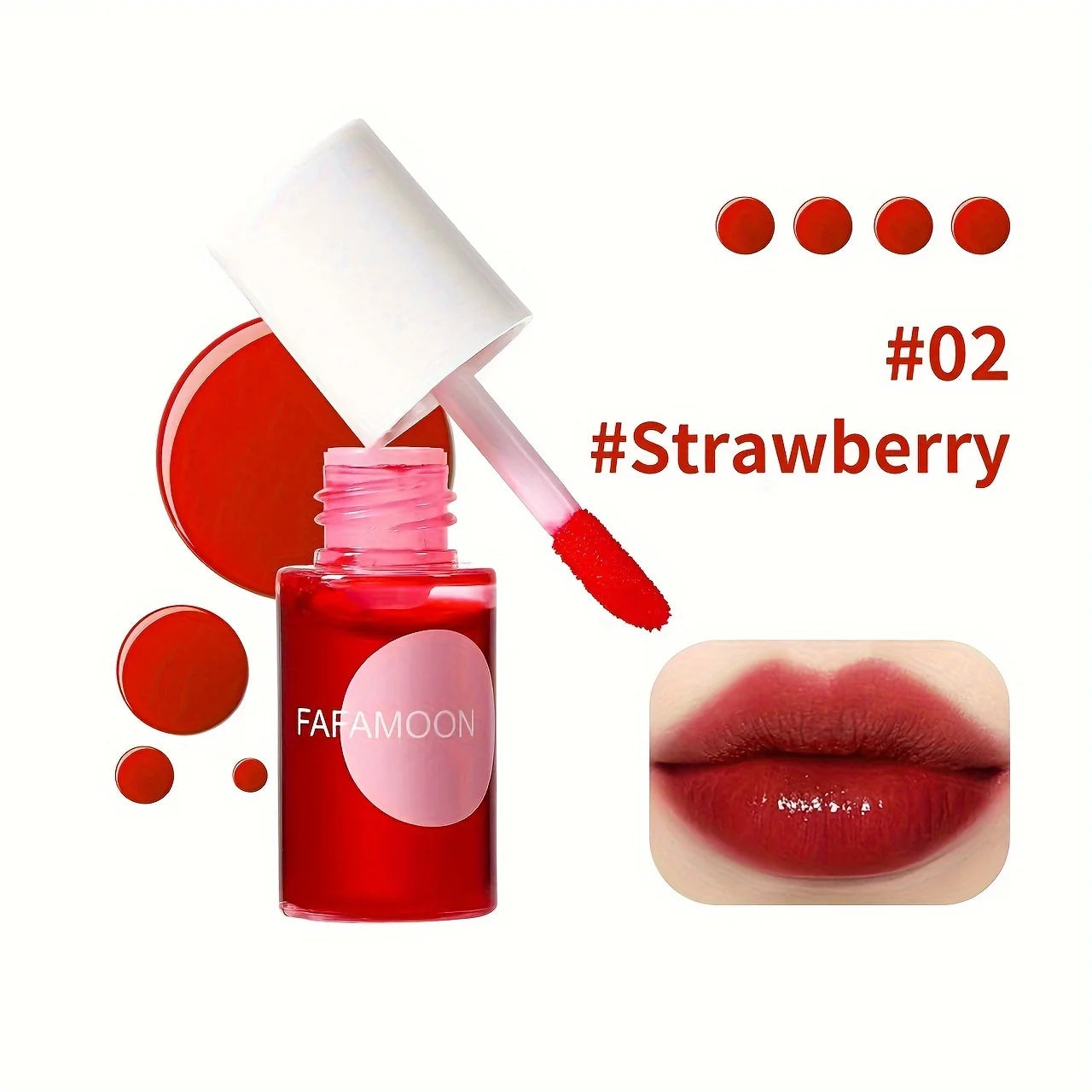 Fruity Jules Tint Liquid Lipstick, Water Glow Shade, Moisturizing, Waterproof, Non-Stick, High Pigment, Long-Lasting Colors, 4 Colors