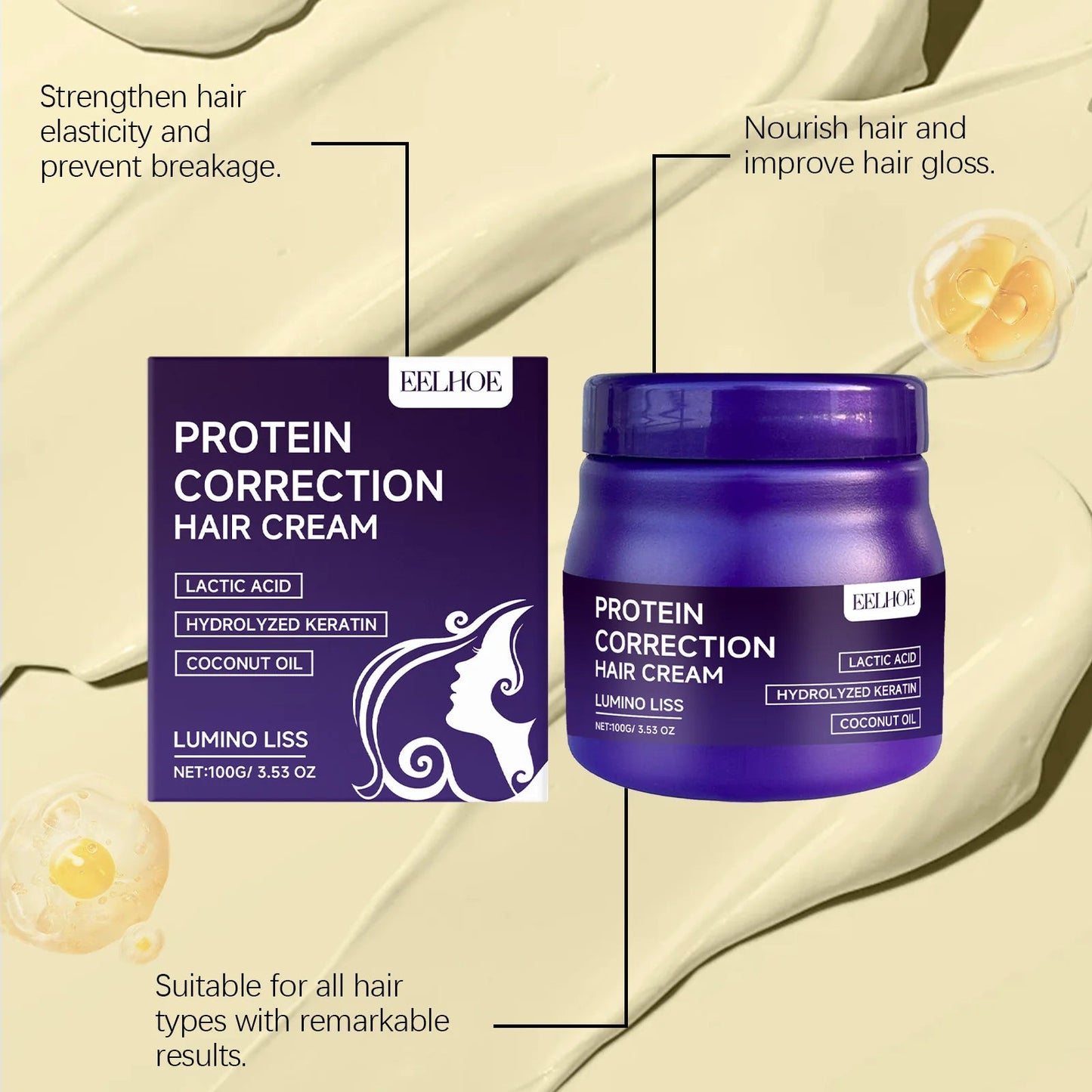 Masque Kératine Protéiné – Réparation Profonde, Anti-Frisottis & Brillance | LIXTAIRE LIXTAIRESHOP