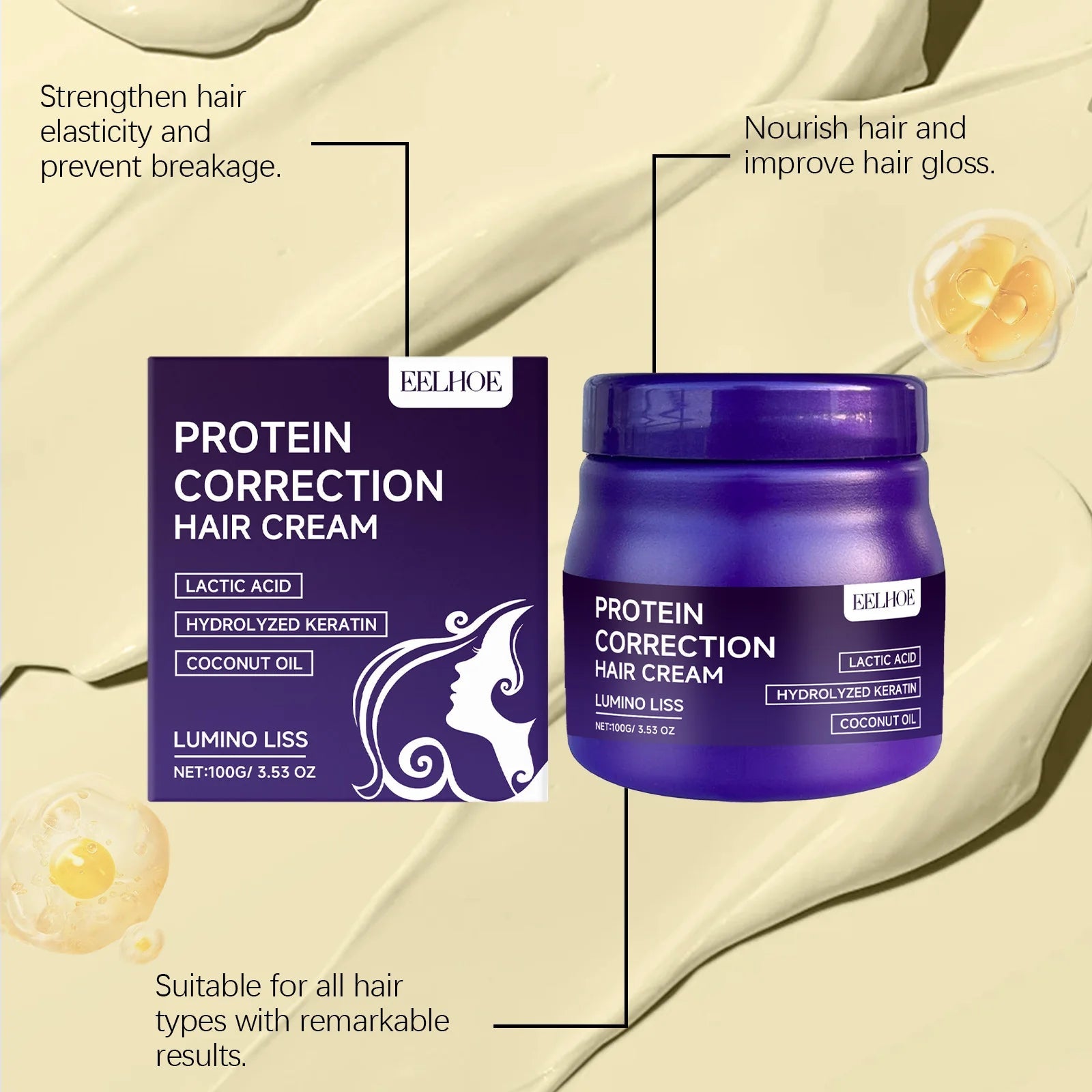 Masque Kératine Protéiné – Réparation Profonde, Anti-Frisottis & Brillance | LIXTAIRE LIXTAIRESHOP
