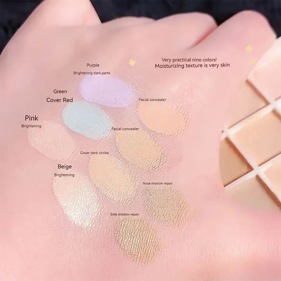 Palette Correcteur 9 Couleurs | Couvrance Totale, Waterproof & Anti-Transpiration | Taches, Acné, Cernes