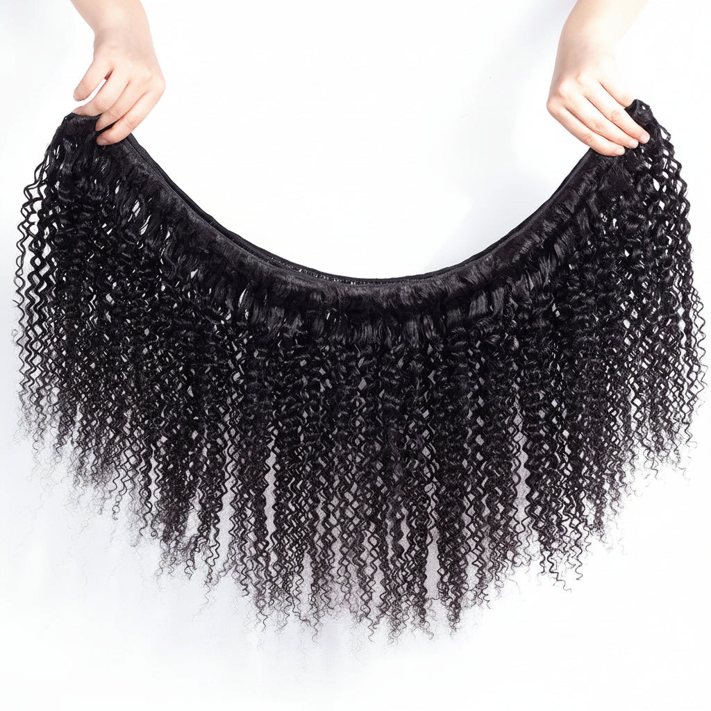 Natural Mongolian Kinky Curly Remy Human Hair Weave, Natural Color, Hair Extension, 1/3/4 Pcs
