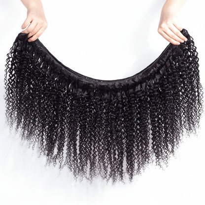 Natural Mongolian Kinky Curly Remy Human Hair Weave, Natural Color, Hair Extension, 1/3/4 Pcs