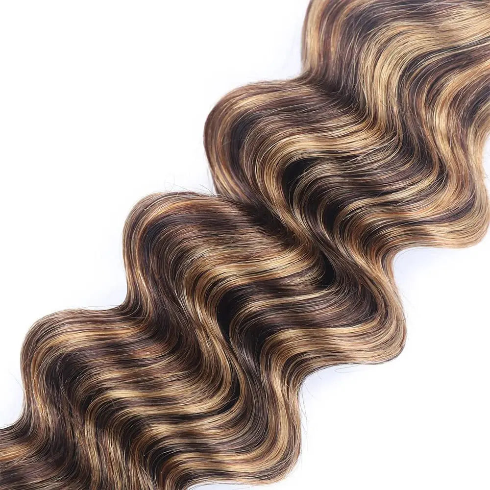 Mèches Brésiliennes Deep Wave P4/27 | Brun & Blond Doré | Cheveux Humains Remy 100% Vierges