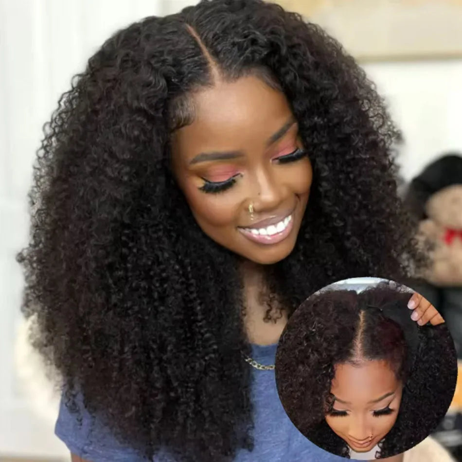 Perruque 100% Cheveux Humains Brésiliens – U/V Part, Bouclée, Sans Colle | Densité 250% | 8 à 32 pouces