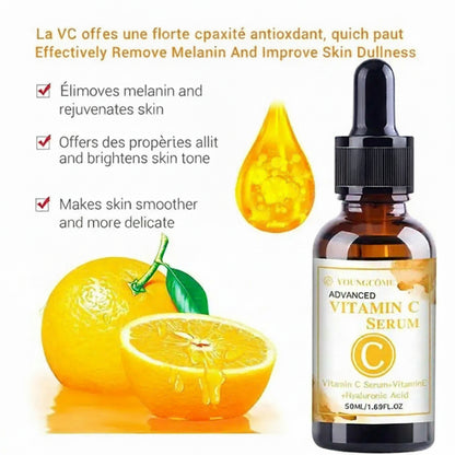 Essence Visage Vitamine C & Acide Hyaluronique 50ml – Anti-Taches, Hydratante, Réparatrice & Anti-Âge