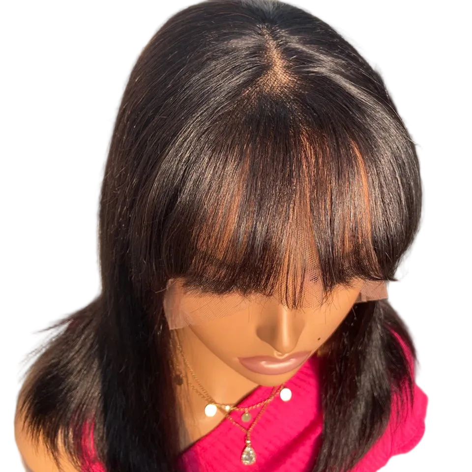 Bob Lace Front Wig — Straight Brazilian Remy Human Hair with Bangs | LIXTAIRE