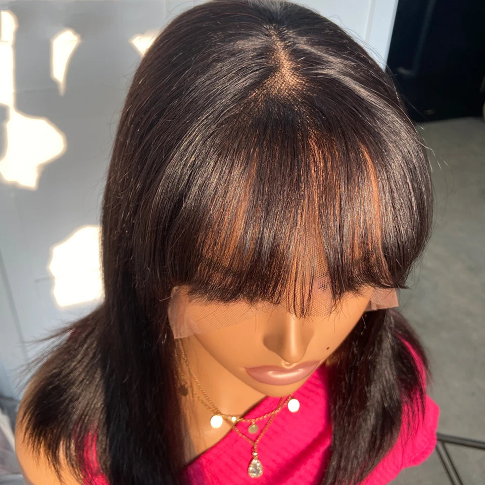 Perruque Bob Lace Front — Cheveux Remy Brésiliens Lisses avec Frange | LIXTAIRE LIXTAIRESHOP