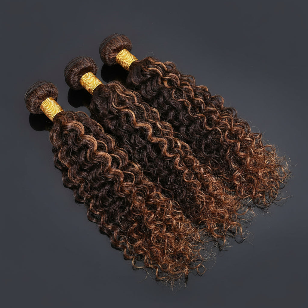 Jerry Curly Human Hair Bundles, Kinky Curly, Honey Blonde, Brazilian, 100% Virgin
