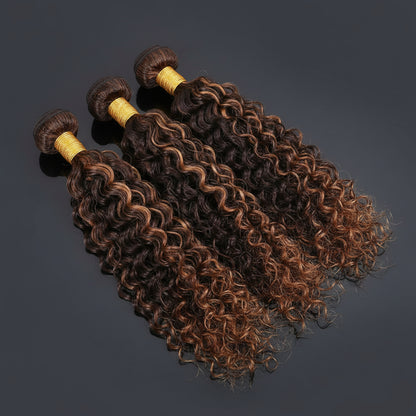 Jerry Curly Human Hair Bundles, Kinky Curly, Honey Blonde, Brazilian, 100% Virgin
