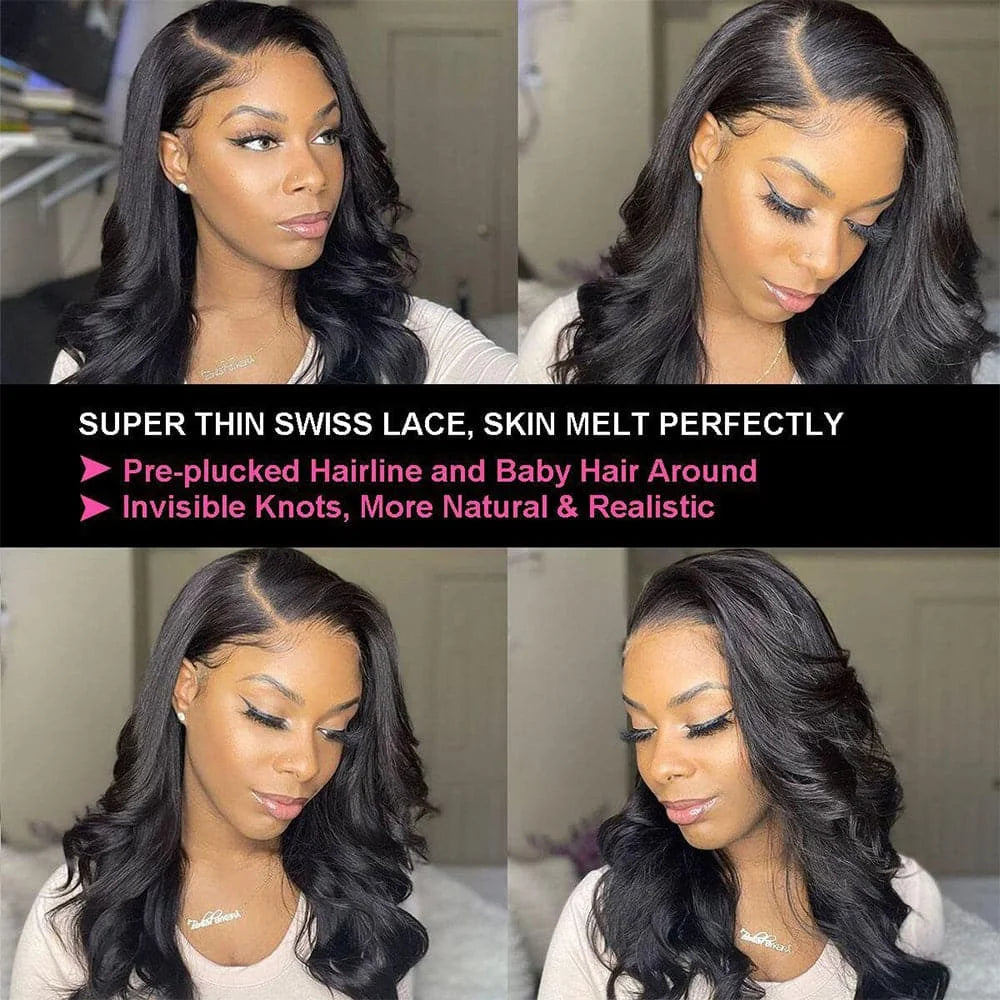 Perruque Lace Front 100% Cheveux Humains | Body Wave Naturelle | Dentelle HD Transparente | Pré-Épilée