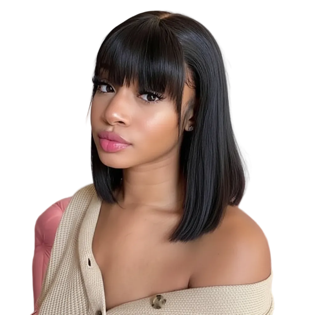 Bob Lace Front Wig — Straight Brazilian Remy Human Hair with Bangs | LIXTAIRE