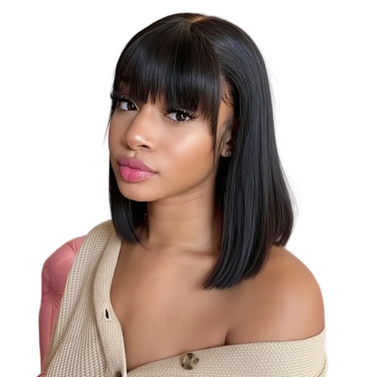Bob Lace Front Wig — Straight Brazilian Remy Human Hair with Bangs | LIXTAIRE