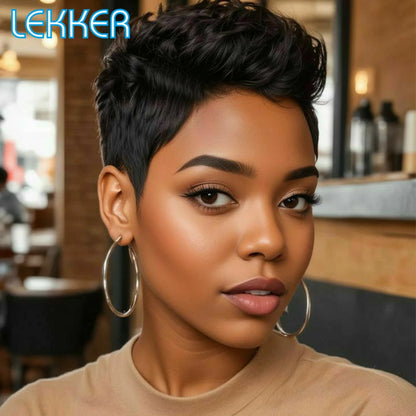 Perruque Pixie Cut Lace Front — 100% Cheveux Naturels Brésiliens, Sans Colle | LIXTAIRE LIXTAIRESHOP