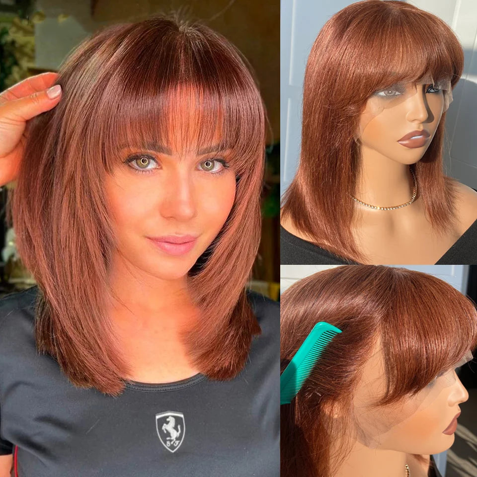 Perruque Bob Lace Front — Cheveux Remy Brésiliens Lisses avec Frange | LIXTAIRE LIXTAIRESHOP