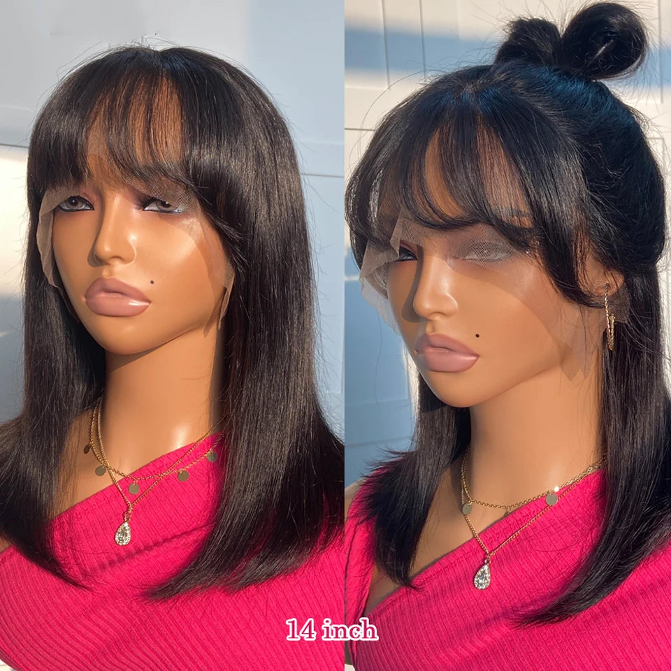 Perruque Bob Lace Front — Cheveux Remy Brésiliens Lisses avec Frange | LIXTAIRE LIXTAIRESHOP