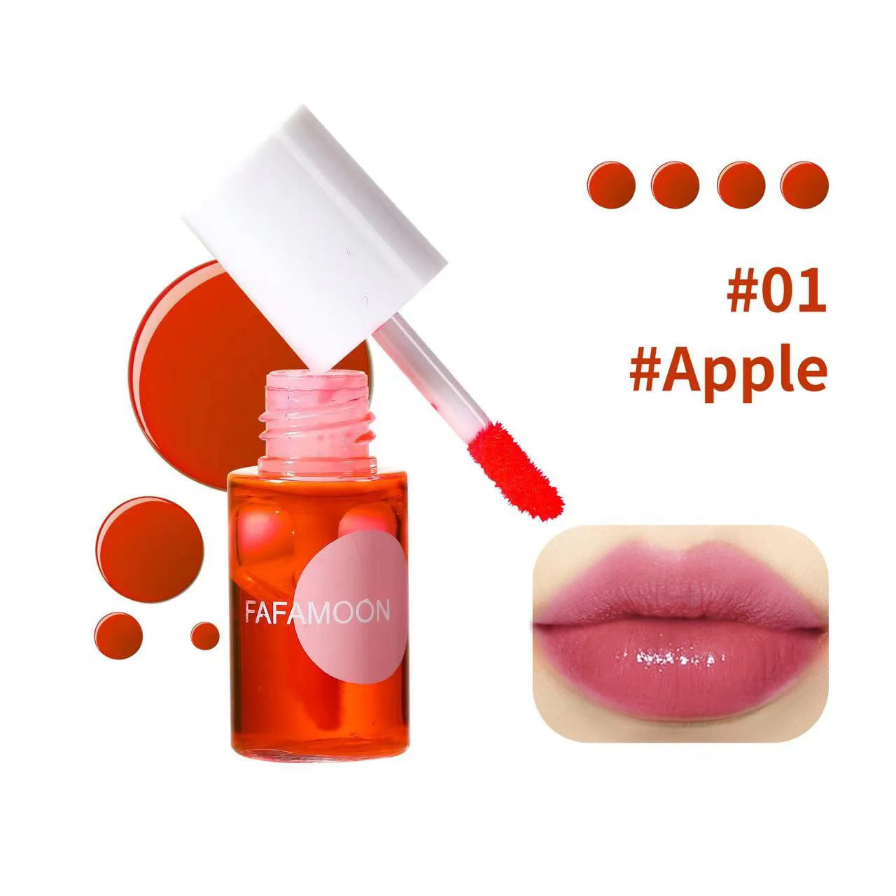Fruity Jules Tint Liquid Lipstick, Water Glow Shade, Moisturizing, Waterproof, Non-Stick, High Pigment, Long-Lasting Colors, 4 Colors