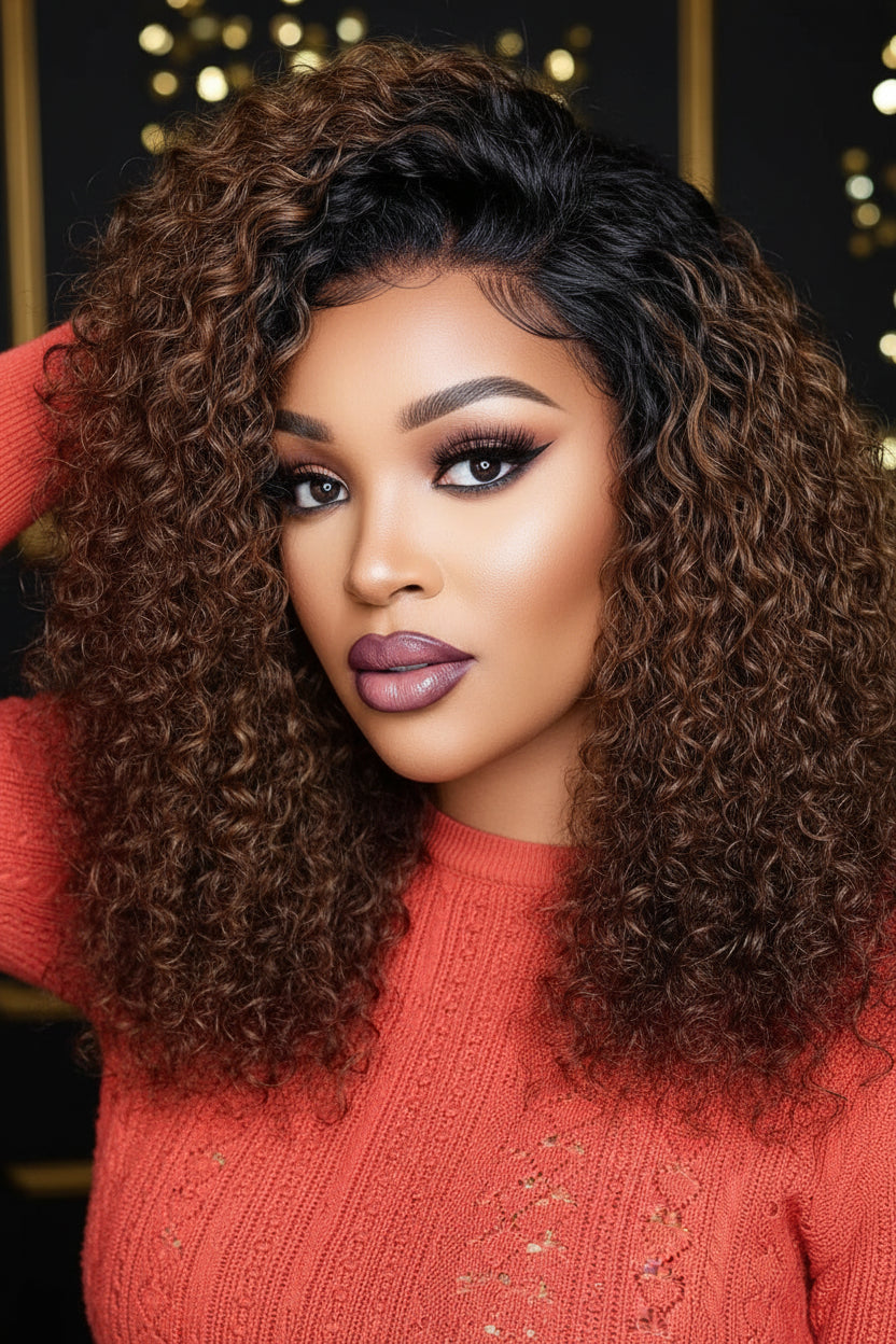 100% Brazilian Virgin Hair Ombre 1B 30 Kinky Curly Hair Bundles 12A Ombre Human Hair 1/3 Bundles Black to Brown Hair Extensions