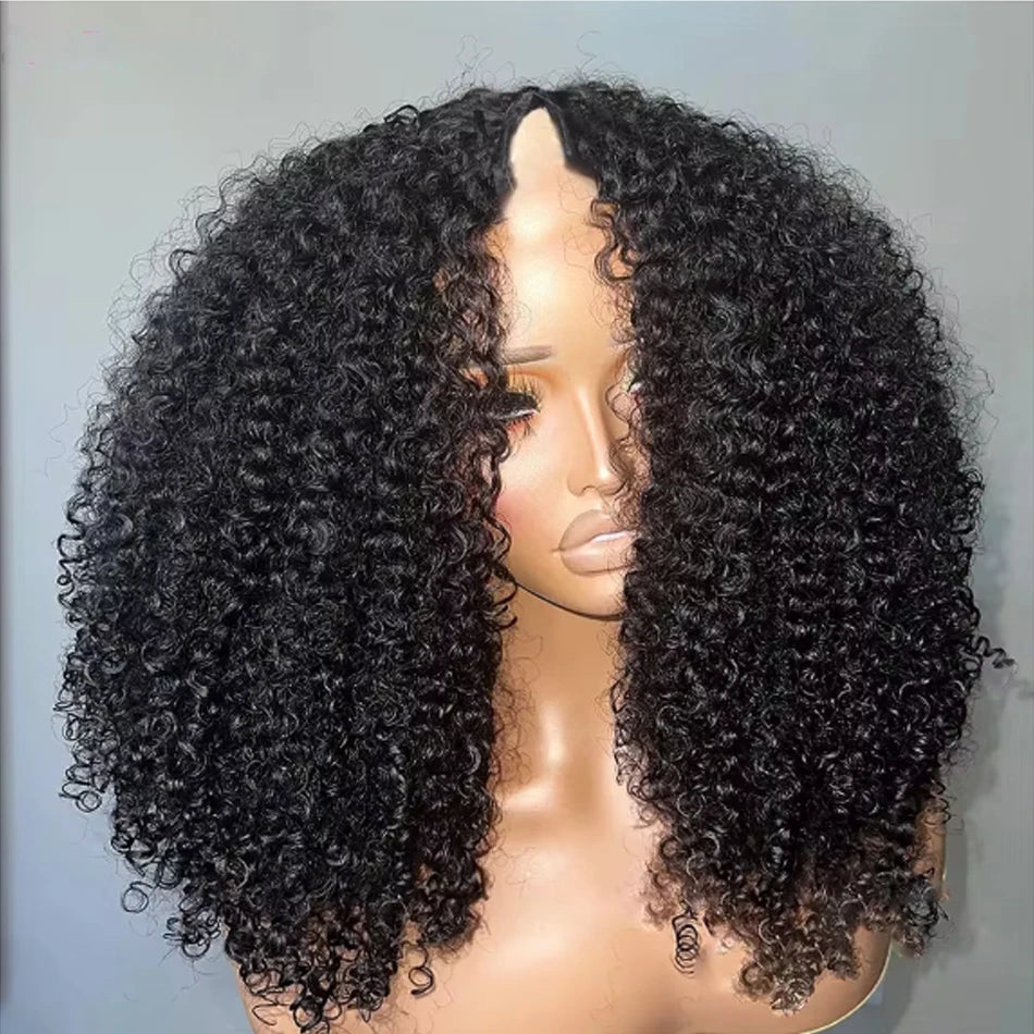 Perruque 100% Cheveux Humains Brésiliens – U/V Part, Bouclée, Sans Colle | Densité 250% | 8 à 32 pouces