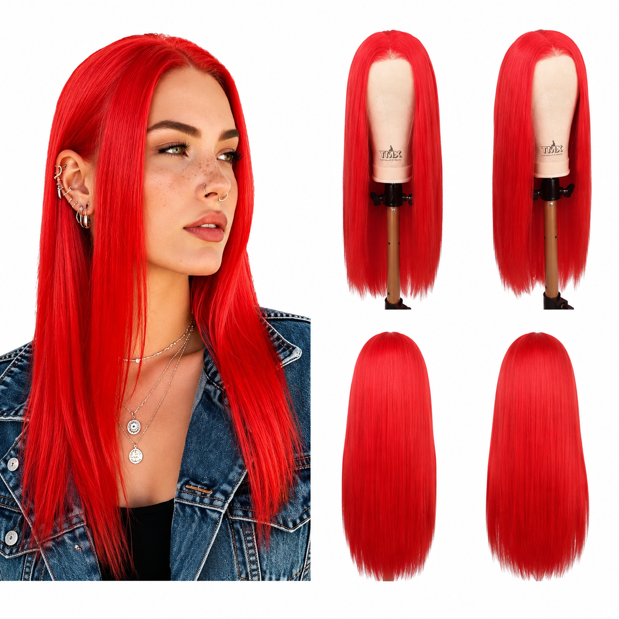 Red Synthetic Lace Front Wig — Pre-plucked, Straight & Natural | LIXTAIRE